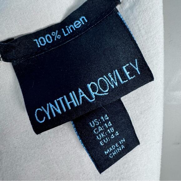 Linen Sleeveless Shift Dress Minimalist Capsule Wardrobe Cynthia Rowley Size 14 - Picture 3 of 10